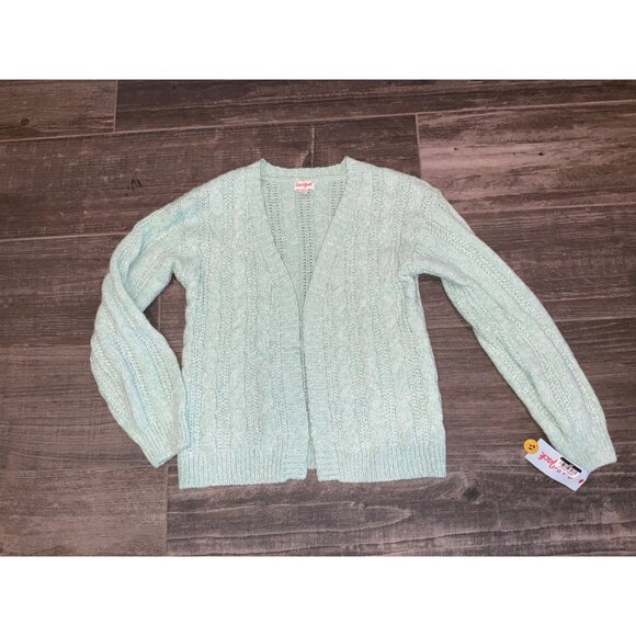 Cat & Jack Girls Open Front Sweater Cardigan Mint Green Soft Knit sz XL 14 - Picture 2 of 4